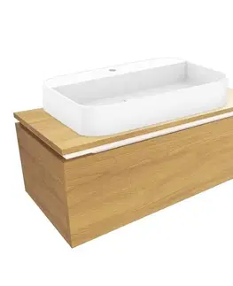 Kúpeľňový nábytok Kúpeľňová skrinka s umývadlom a krycou doskou SAT Feel 100x30x46 cm dub medový mat SATFEEL100DMDU SATFEEL100DMDU