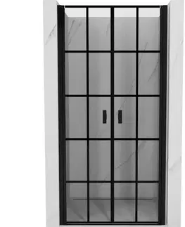 Sprchovacie kúty MEXEN - MIST dverná časť (d+d) 90x200 cm 6mm čierna, dekor 8A7-090-000-70-77