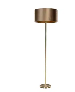 Stojace lampy Stojacia lampa mosadz s velúrovým tienidlom bronz 50 cm - Simplo