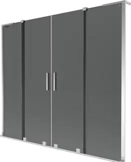 Sprchové dvere MEXEN/S - Velar L Duo dvojkrídlová posuvná vaňová zástena 180 x 150, grafit, chróm 896-180-003-42-01