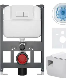 Záchody CERANO - Kompletný WC set Basic/Dure - biela lesklá - WC tlačidlo Modulo/Biela - závesné - nízky modul - predstenová inštalácia - 51x35 CER-8050BD85918