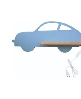 Svietidlá  LED Detské nástenné svietidlo s poličkou CAR LED/5W/230V modrá/drevo 21-85085