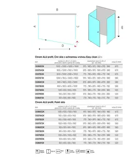 Sprchovacie kúty Mereo Sprchovací kút Lima, štvorec do priestoru U, pivotový, 90x90x90 cm, chróm ALU, sklo Point CK86822K