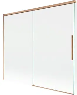 Sprchové dvere MEXEN/S - Rox vaňová zástena 2-krídlová posuvná 180 + 80 x 150, transparent, měď kartáčovaná 8C9-180-080-65-00