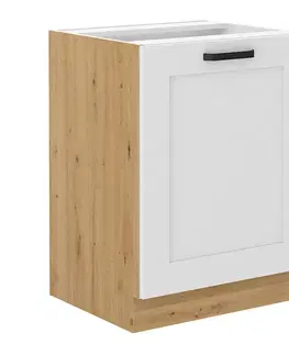 Kuchynské dolné skrinky KONDELA Lula 60 D 1F BB dolná kuchynská skrinka biela / dub artisan