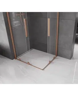 Sprchovacie kúty MEXEN/S - Velar Duo štvorcový sprchovací kút 100 x 90, transparent, meď kartáčovaná 871-100-090-02-65