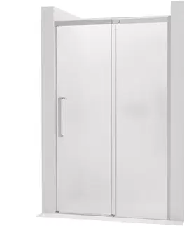 Sprchovacie kúty CERANO - Sprchové posuvné dvere Lantono - pravá - 8 mm - Soft-Close - chróm, mliečne sklo - 130x195 CER-663184