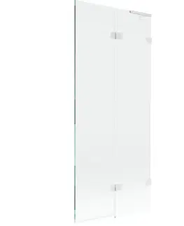 Sprchové dvere MEXEN/S - Lunar L vaňová zástena 2-krídlová pravá 80 x 150, transparent, biela 897L-080-100-20-00-P