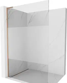 Sprchové dvere MEXEN/S - Kioto L Sprchová zástena WALK-IN 80 x 200, transparent/dekor, meď kartáčovaná 800-080-103-65-35