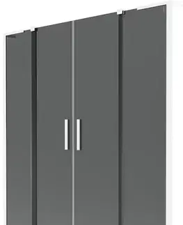 Sprchové dvere MEXEN/S - Velar L Duo dvojkrídlová posuvná vaňová zástena 150 x 150, grafit, biela 896-150-003-42-20