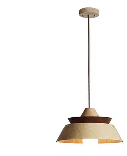 Svietidlá  Drevený luster na lanku 1xE27/60W/230V pr. 33 cm masív/dub/orech/kaučukovník WRE041
