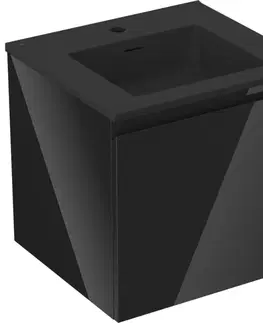 Kúpeľňový nábytok MEXEN/S - Orio kúpeľňová skrinka 50 cm s umývadlom Otis, 1 šuplík, čierna lesk/čierna mat 91A10-05047-1-BF70-W18M71