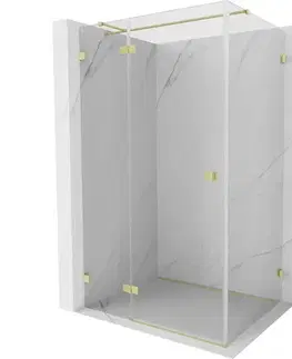 Sprchovacie kúty MEXEN/S - Lunar T sprchovací kút dvere krídlové ľavá 130 x 120, transparent, zlato kartáčovaná 834T-130-120-55-00-L