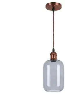 Svietidlá BRILAGI - LED luster na lane R GLASS 1xE27/60W/230V pr. 14 cm medená/dymovo sivá NSTK7757+AI0179