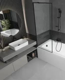 Sprchové dvere MEXEN/S - Vega obdĺžniková vaňa 180 x 80 cm s panelom + vaňová zástena 70, čierna vzor 550118080X9507007070