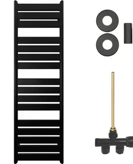 Doplnky do kúpeľne CERANO - Koupelnový radiátorový set Arturo - ústřední vytápění - boční jednobodové připojení - 859W - černá matná - 1600x500 mm CER-663562