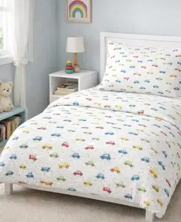 Obliečky Mušelínové obliečky Autičko TiaHome - 1x Vankúš 90x70cm, 1x Paplón 140x200cm