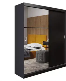 Spálňové šatníkové skrine Skriňa Retro 138 5L grafit/ Dvierka čierna