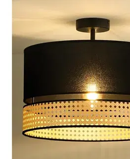 Svietidlá  - Prisadený luster DOUBLE RATTAN 1xE27/15W/230V pr. 40 cm čierna/béžová 604635