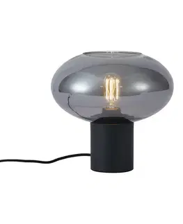Stolné lampy Dizajnová stolná lampa čierna s dymovým sklom - Umbrella