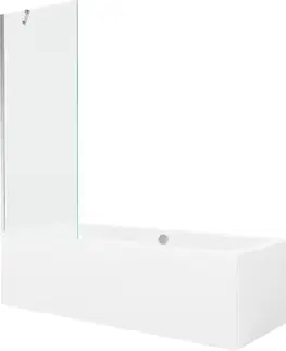 Sprchové dvere MEXEN/S - Cube obdĺžniková vaňa 170 x 80 cm s panelom + vaňová zástena 70, transparent, chróm 550517080X9507000001