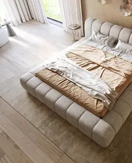 Čalúnené postele DELIFE Čalúnená posteľ Cutio 180x200 cm tkanina mäkká béžová