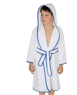 Uteráky Bellatex Detský froté župan biely s modrým lemom, 80 cm