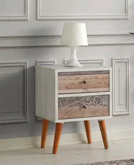Nočné stolíky BLESS štýlový nočný stolík, biela / orech