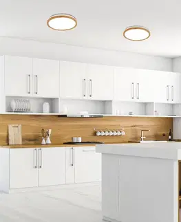 Stropná svetla stropná lampa Kato LED 16W biela, svetlé drevo