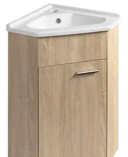 Kúpeľňový nábytok AQUALINE - ZOJA rohová umývadlová skrinka 39x74x39cm, dub platin 50346