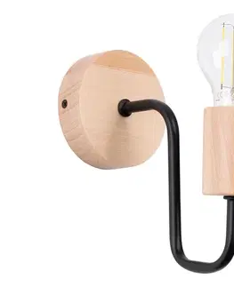 Svietidlá  SL.1668 - Nástenná lampa TIMBO 1xE27/15W/230V čierna/béžová/buk SL.1668