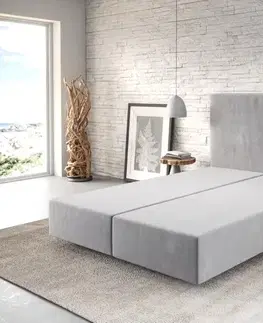 Rámy postelí DELIFE Boxspring posteľ Dream-Well 140x200 cm mikrovlákno sivá