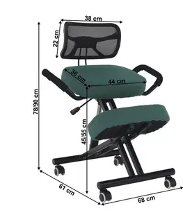 Kľakačky KONDELA Rufus ergonomická kľakačka na kolieskach zelená / čierna