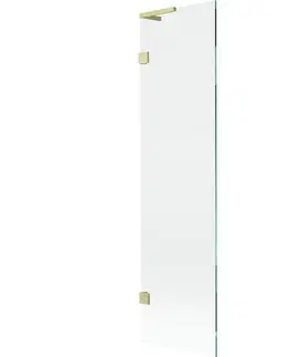Sprchové dvere MEXEN/S - Lunar L vaňová zástena FIX 50 x 150, transparent, zlatá kartáčovaná 897L-050-000-55-00