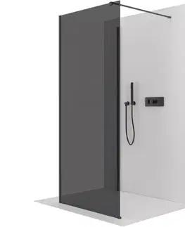 Sprchovacie kúty CERANO - Sprchová zástěna Walk-in Onyx Corner Cube L/P - 8 mm - hranatá vzpěra - černá matná, grafitové sklo - 100x60x200  CER-8050BD77612