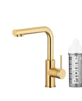 Kuchynské batérie KFA - Duero pure basic, filtrujúci s otočnou výtokovou armatúrou, PVD brúsené svetlé zlato + profine silver s 6623-914-39