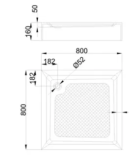 Vane INVENA - Sprchová vanička štvorec 80 x 80, 16, bez sifónu AK-80-K83-P