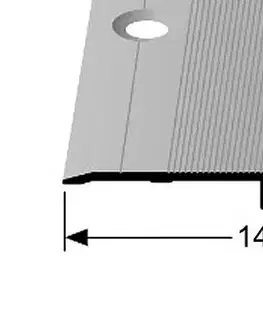 Přechodové lišty a profily Prechodový profil 140 mm, plochý (skrutkovací) | Küberit 470 S Im. nerezu F2