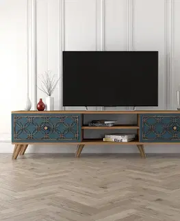 TV stolíky MONK luxusný TV stolík, orech / chalcedóny
