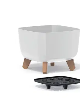 Kvetináče a truhlíky NABBI DGQL240 plastový kvetináč na nožičkách 24 cm biela