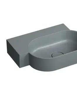 Umývadlá OMNIRES - OVO M+ umývadlo na dosku/závesné - ľavé, 55 x 38 cm, ash grey mat; OVO555UWLAG