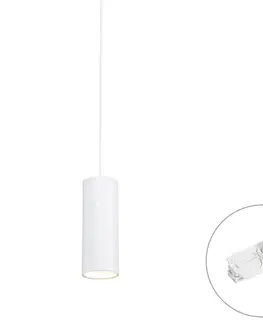 Koľajnicové svetelné systémy Dizajnová závesná lampa biela vrátane 1-fázového koľajnicového adaptéra - Iconic Tubo