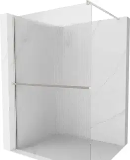 Sprchové dvere MEXEN/S - Kioto+ Sprchová zástena WALK-IN s poličkou a držiakom uterákov 70 x 200, prúžky, nikel kartáčovaná 800-070-121-97-09
