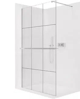 Držadlá k vani CERANO - Sprchová zástěna Walk-in Onyx Cube L/P - 8 mm + polička/držák na ručníky - hranatá vzpěra  - chrom, industriální sklo - 110x200  CER-8050BD630