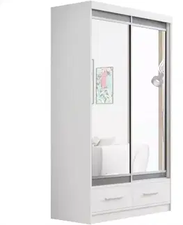 Šatníkové skrine Skriňa Margo 120 cm Dub biela mat/ sivá