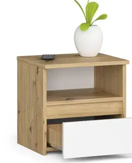 Nočné stolíky Dizajnový nočný stolík LENKA40, dub Artisan / biely