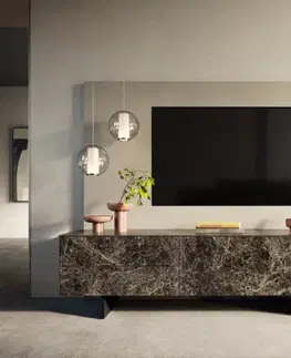 Televízne stolíky DELIFE TV stolík Cuor 180 cm keramika emperador extra leštená tmavohnedá 1 výklopné dvierka 2 zásuvky podstava závesná kov čierna