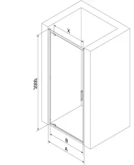 Sprchovacie kúty MEXEN - Exo sprchové dvere krídlové 65, transparent, zlatá 8181-065-000-50-00