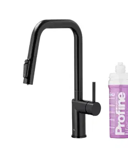 Kuchynské drezy KFA KFA - Batéria drezová DUERO PURE STYLE výsuvná s filtráciou čierna 6623-315-81