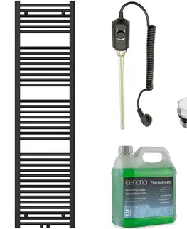 Doplnky do kúpeľne CERANO - Kúpeľňový elektrický radiátorový set Benito - 600W - čierna matná - 1700x450 mm CER-884732